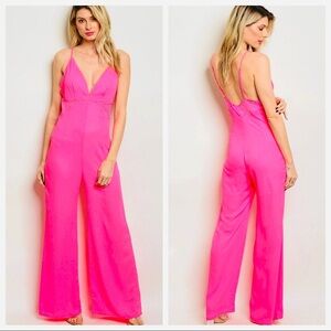 ROLY POLY neon pink wide leg romper